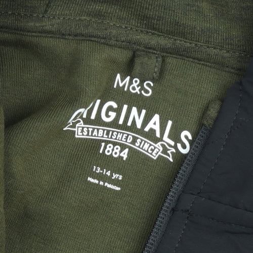 Marks and Spencer Teens Green Full Zip Hoodie Size 164 Hooded Sweatshirt