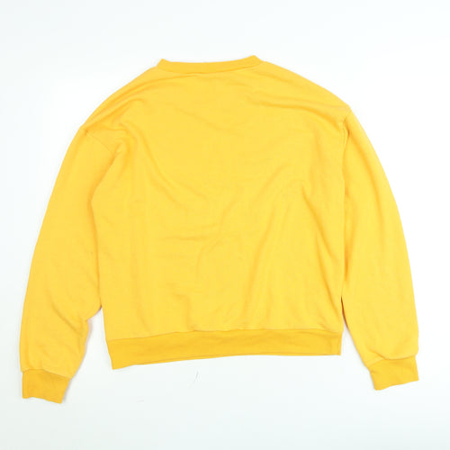 H&M Divided Women's Yellow Lovers Unite Pullover Sweatshirt UK 12