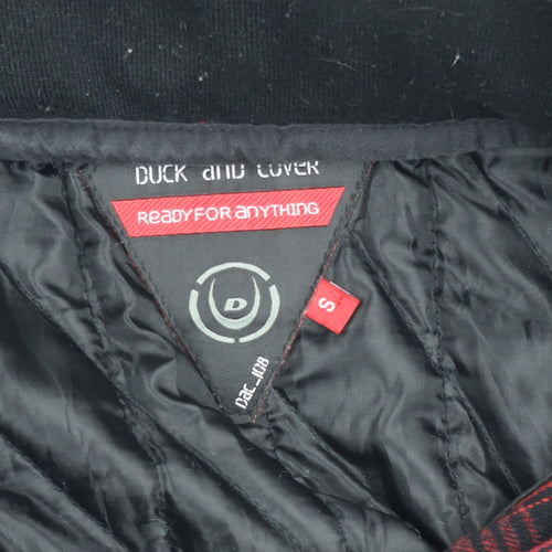 Duck and Cover Men's Red Check Hooded Bomber Jacket Size S
