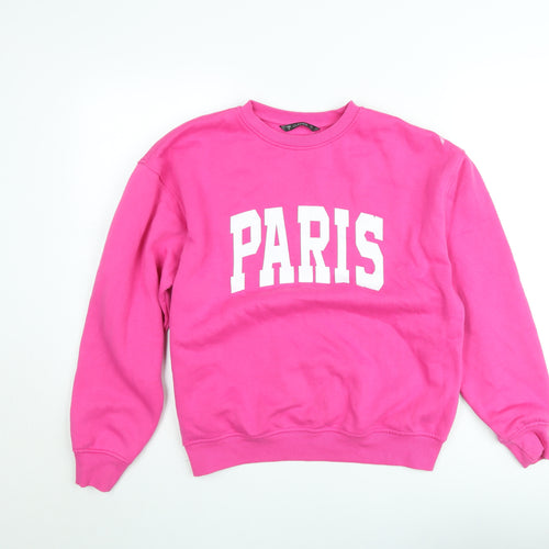 Dunnes Women's Pink Paris Graphic Pullover Sweatshirt Size M