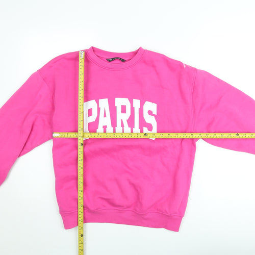 Dunnes Women's Pink Paris Graphic Pullover Sweatshirt Size M