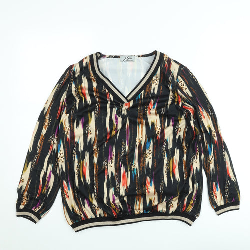 Fun Collection Women's Multicoloured V-Neck Long Sleeve Blouse Size S
