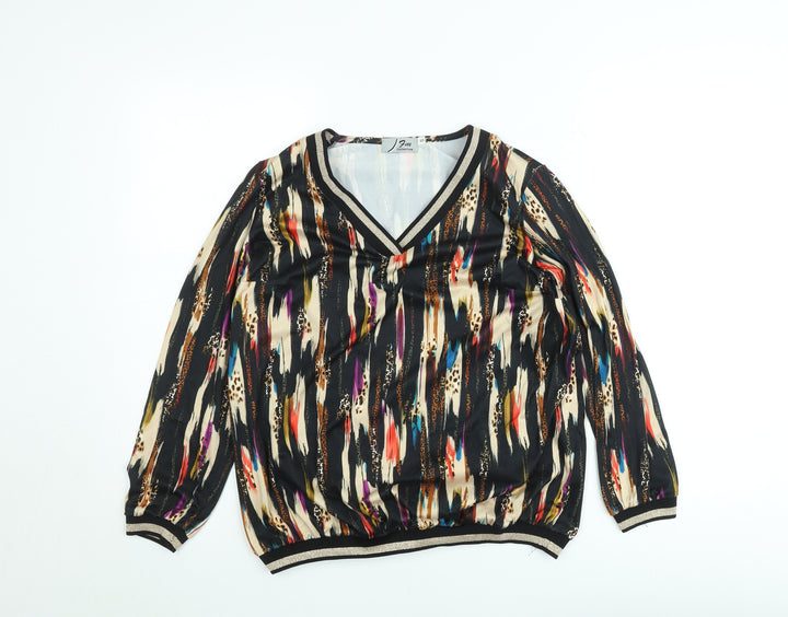 Fun Collection Women's Multicoloured V-Neck Long Sleeve Blouse Size S