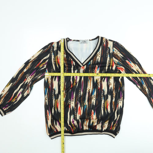 Fun Collection Women's Multicoloured V-Neck Long Sleeve Blouse Size S