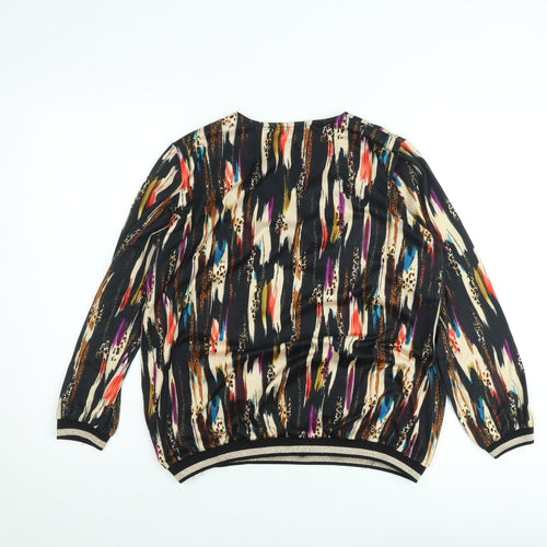 Fun Collection Women's Multicoloured V-Neck Long Sleeve Blouse Size S