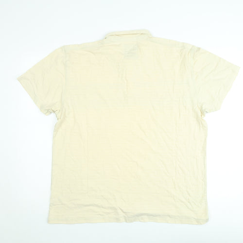 Next Men's Beige Graphic Print Cotton Polo Shirt Size L