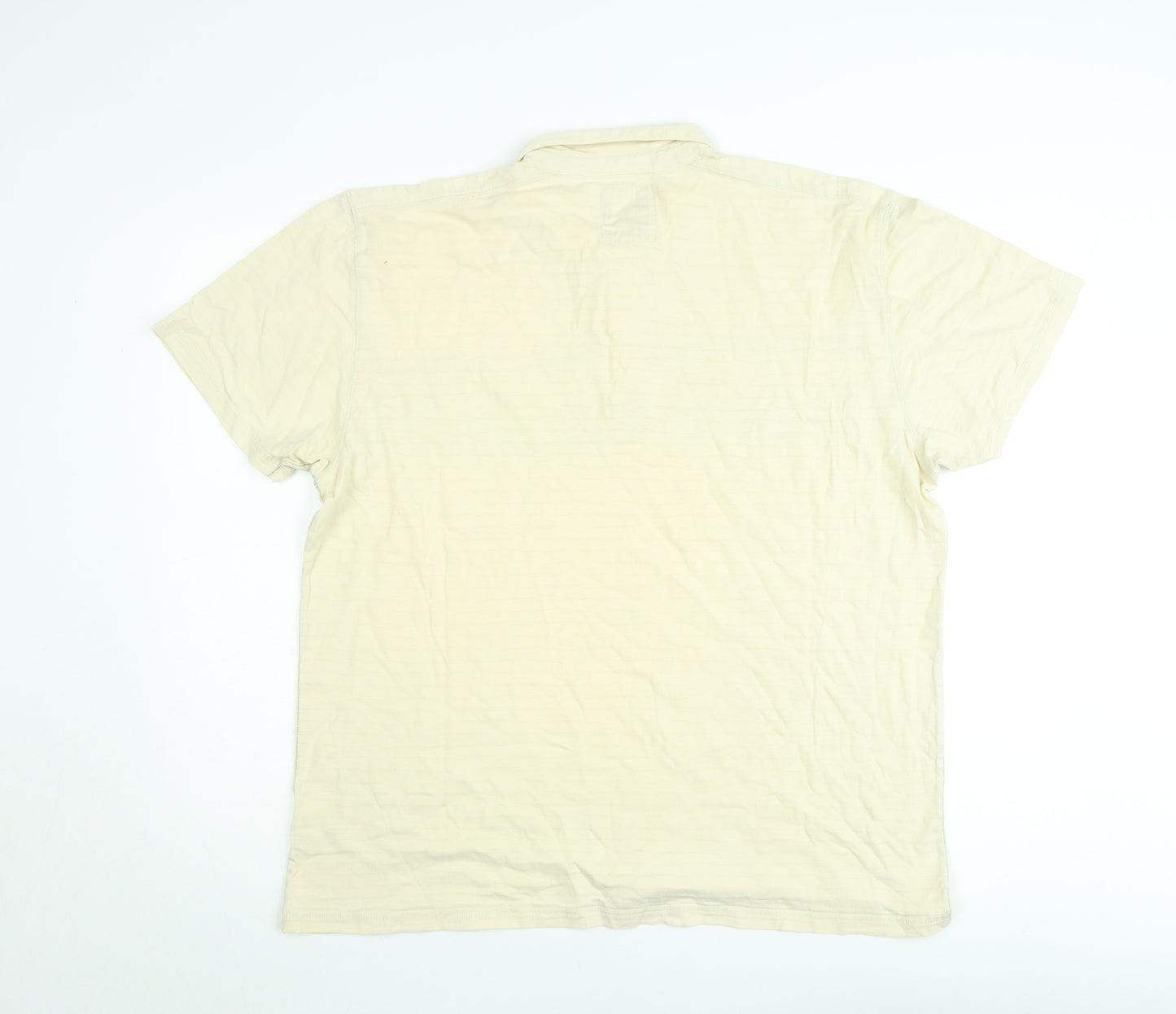 Next Men's Beige Graphic Print Cotton Polo Shirt Size L