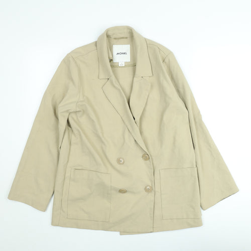 Monkl Women Beige Cotton Twill Blazer Jacket Size S