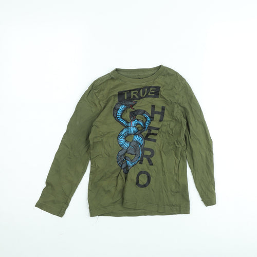 F&F Boys Green Long Sleeve Graphic Snake True Hero T-Shirt 6-7 Years