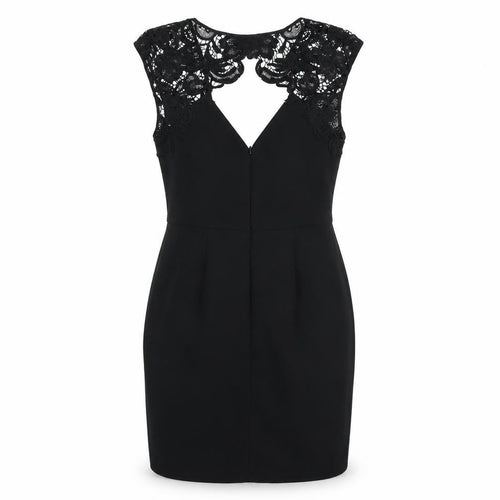 Warehouse Women Black Lace Detail Bodycon Knee Length Dress Size 12