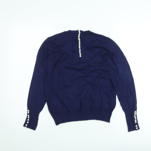 Savida Women's Blue Crew Neck Long Sleeve Pullover Jumper M
