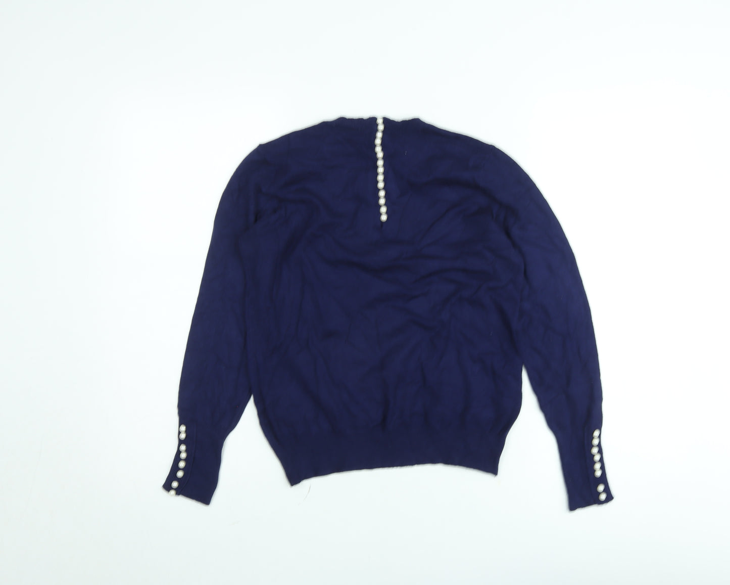 Savida Women's Blue Crew Neck Long Sleeve Pullover Jumper M