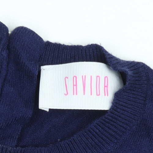 Savida Women's Blue Crew Neck Long Sleeve Pullover Jumper M