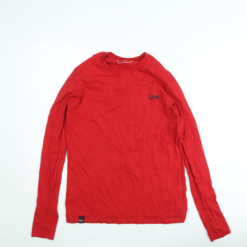 Diesel Men's Red Long Sleeve Crew Neck Cotton T-Shirt M