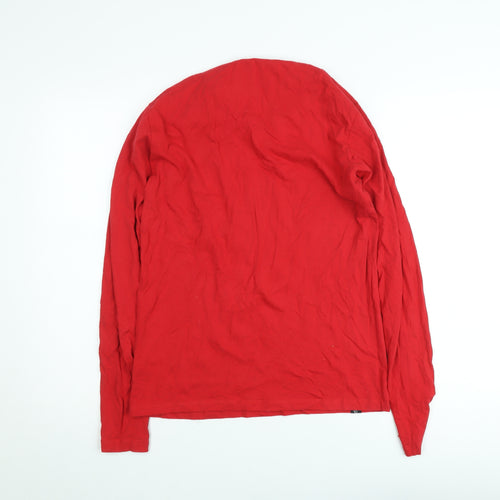 Diesel Men's Red Long Sleeve Crew Neck Cotton T-Shirt M