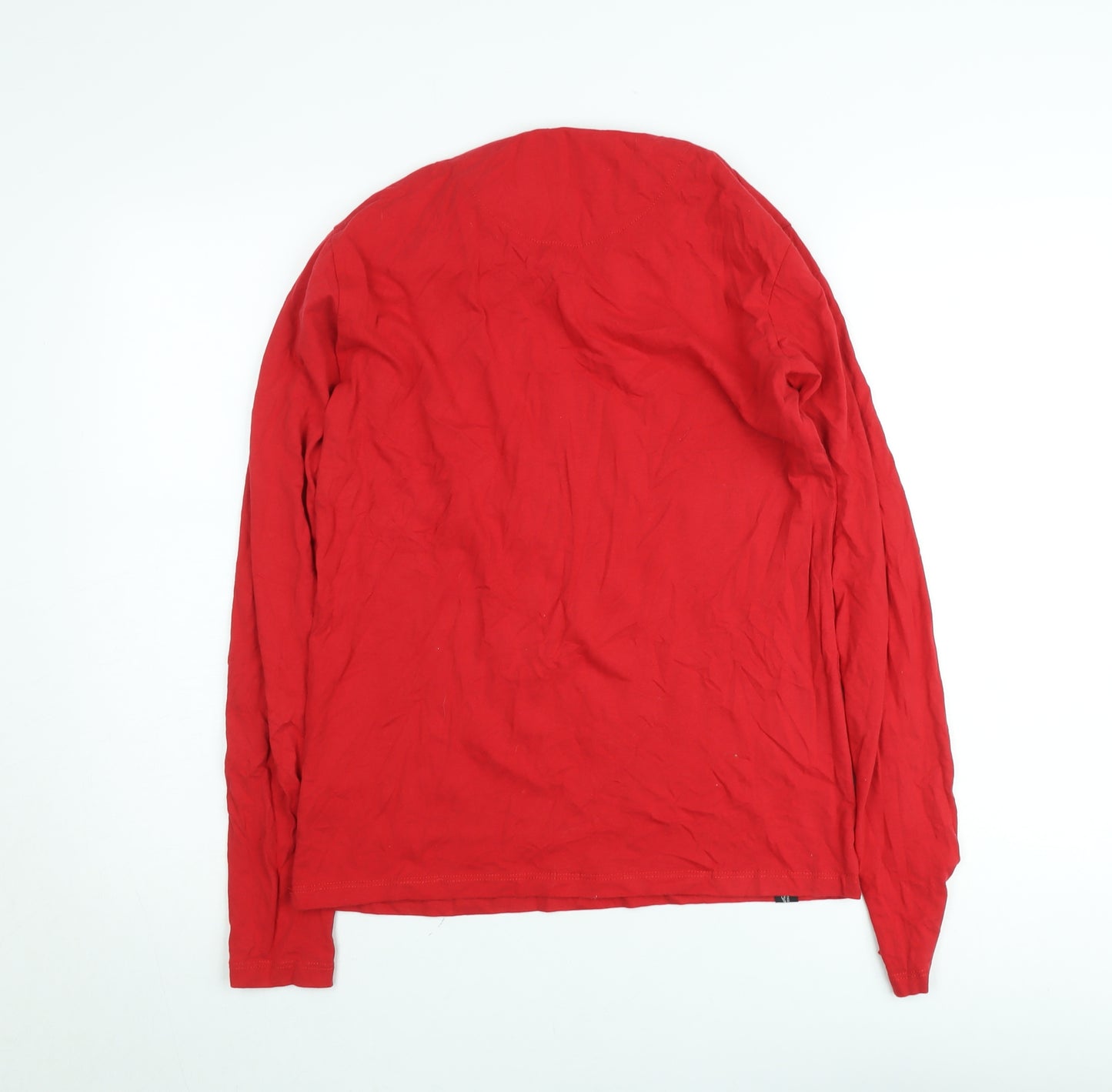 Diesel Men's Red Long Sleeve Crew Neck Cotton T-Shirt M