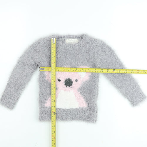 Young Dimension Girls Grey Koala Fluffy Pullover Jumper 12-18 Months