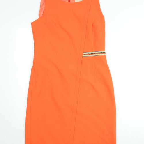 Andamio Women’s Orange Sleeveless Sheath Knee Length Dress Size 14