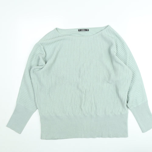 Dunnes Women Green Knit Long Sleeve Boat Neck Top Size L