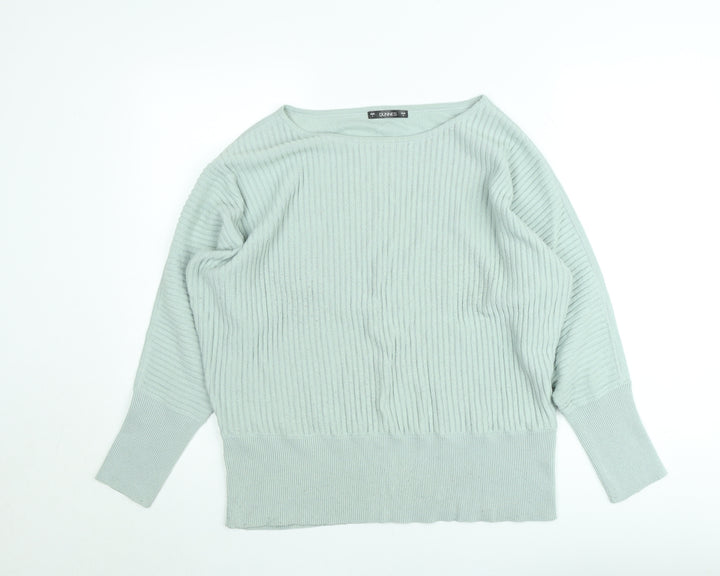 Dunnes Women Green Knit Long Sleeve Boat Neck Top Size L
