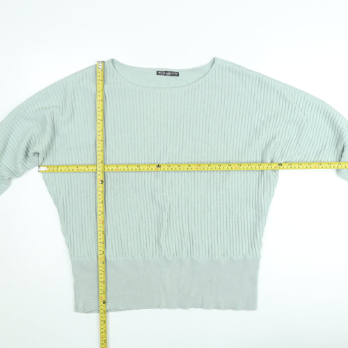 Dunnes Women Green Knit Long Sleeve Boat Neck Top Size L