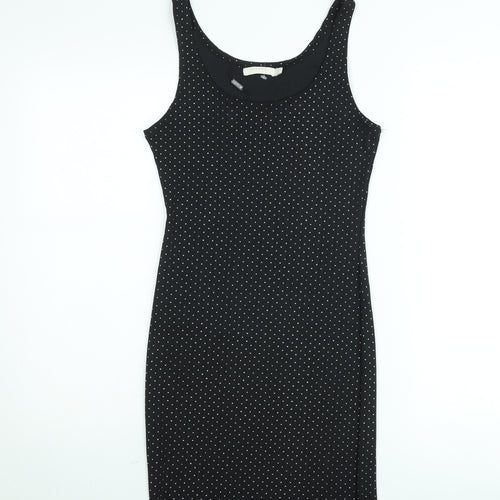 Vera & Lucy Women Black Polka Dot Bodycon Dress M