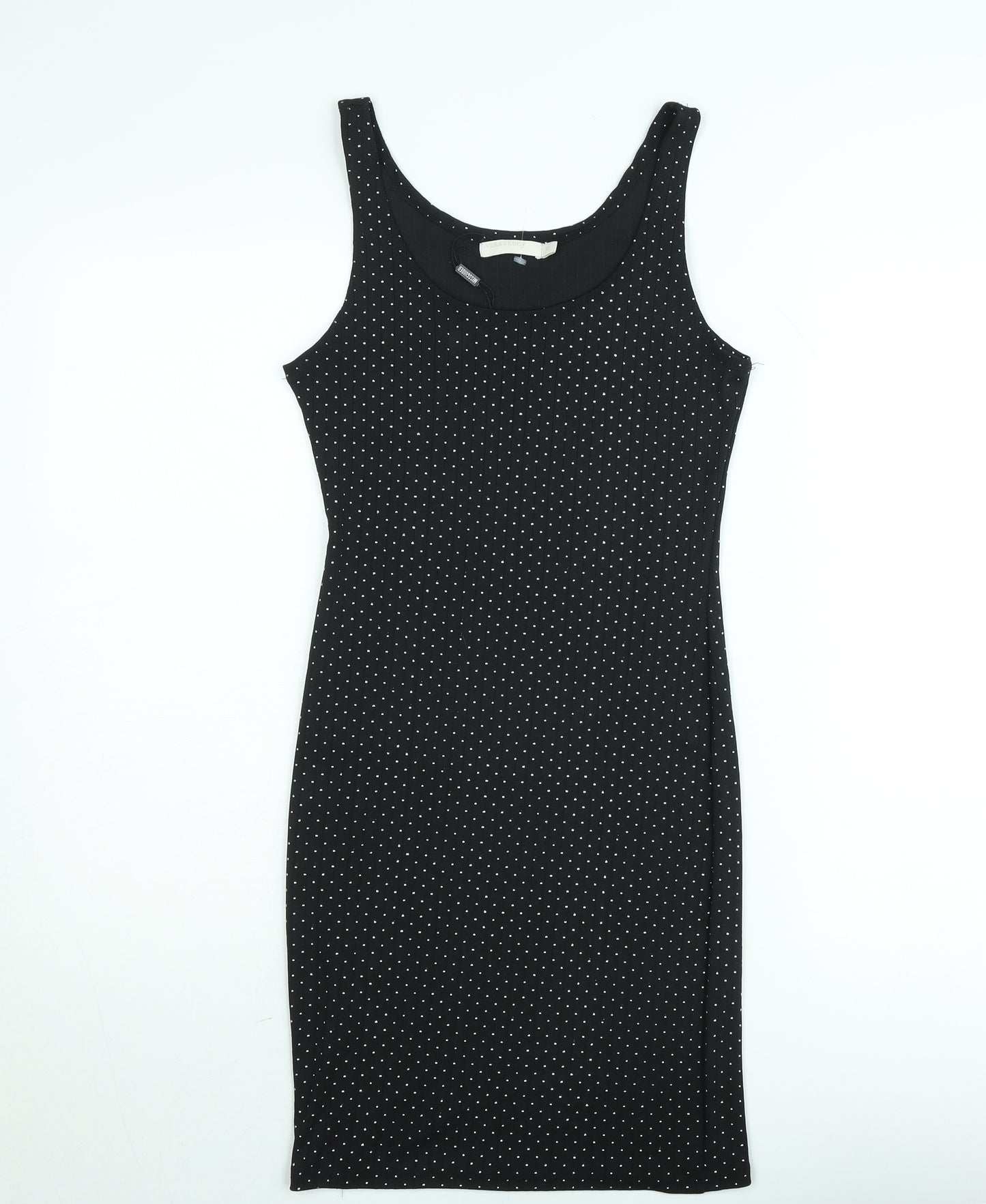 Vera & Lucy Women Black Polka Dot Bodycon Dress M