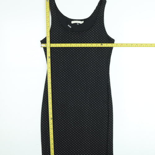 Vera & Lucy Women Black Polka Dot Bodycon Dress M
