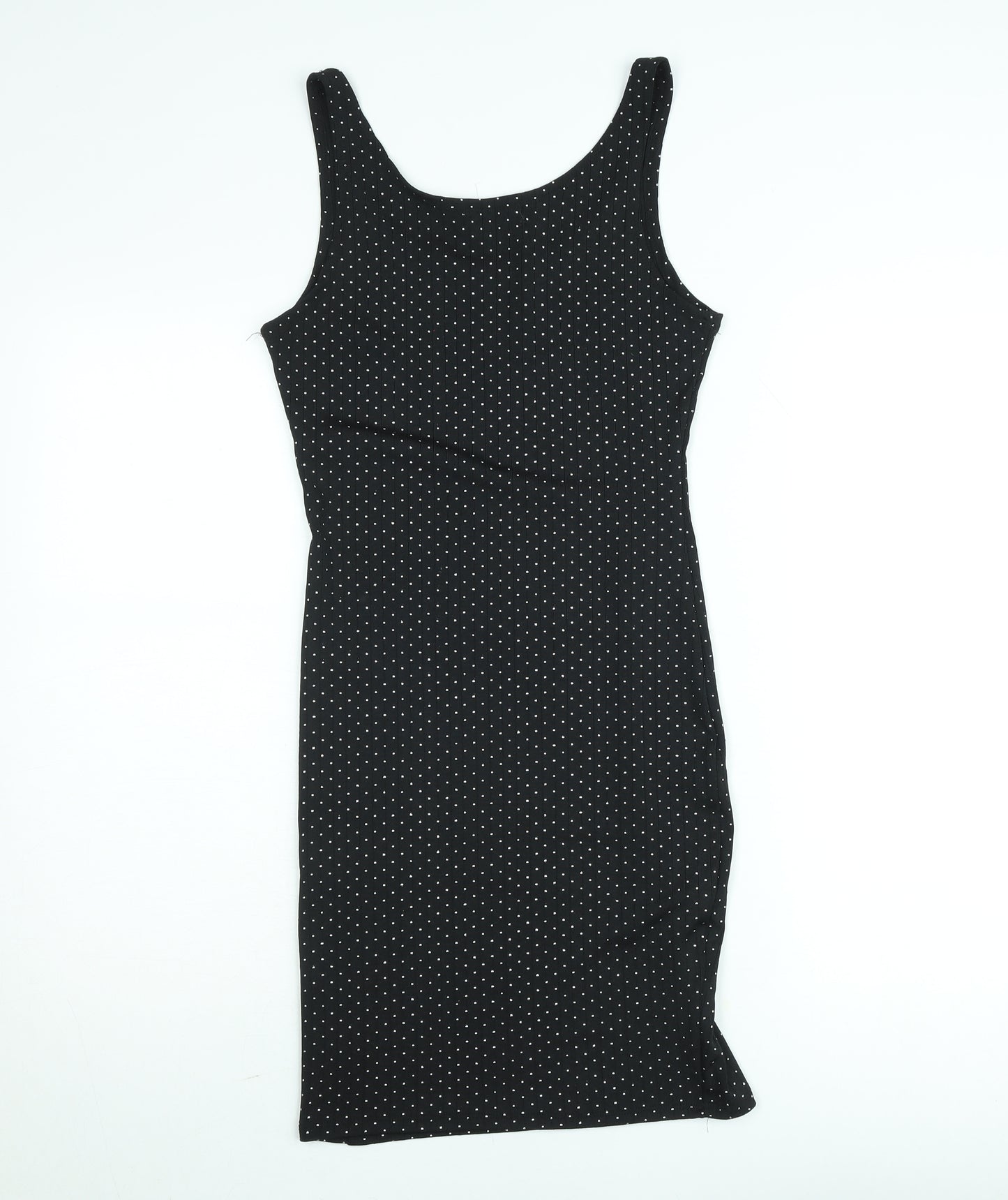 Vera & Lucy Women Black Polka Dot Bodycon Dress M