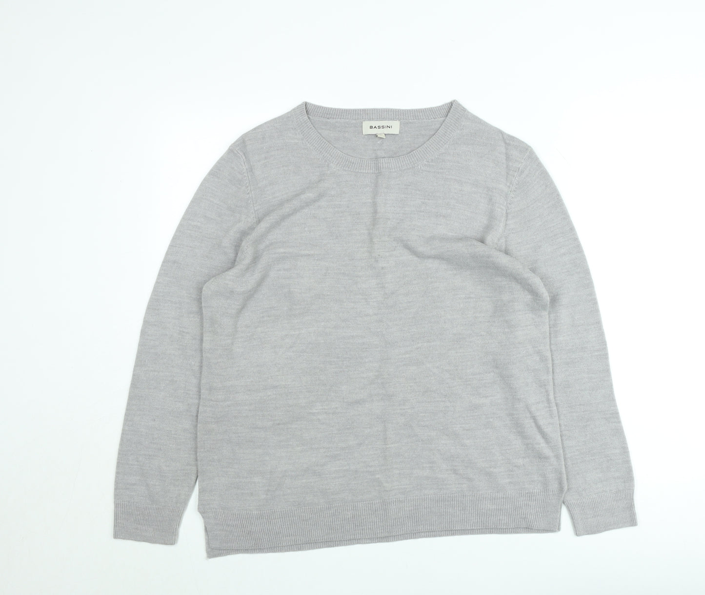 Bassini Men's Grey Acrylic Crew Neck Pullover Jumper XL