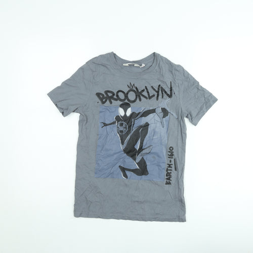 H&M Boys Grey Spider-Man T-Shirt 11-12 Years Marvel Graphic Cotton Top
