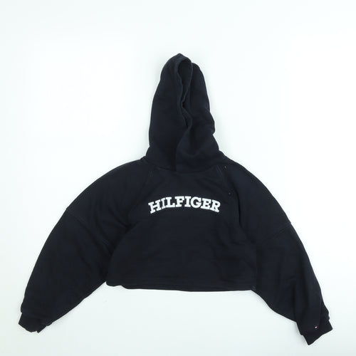 Tommy Hilfiger Girls Black Hoodie 12 Years Pullover Logo Sweatshirt