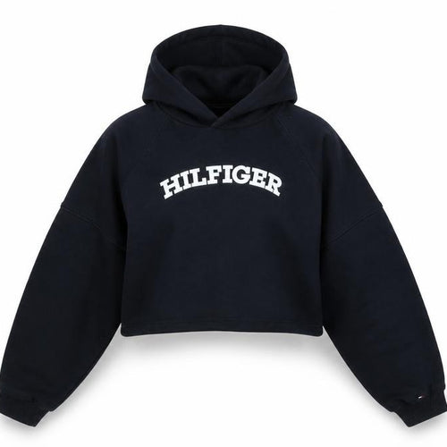 Tommy Hilfiger Girls Black Hoodie 12 Years Pullover Logo Sweatshirt