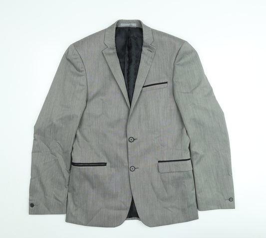 Red Herring Men’s Grey Long Slim Fit Blazer Jacket 38 Long