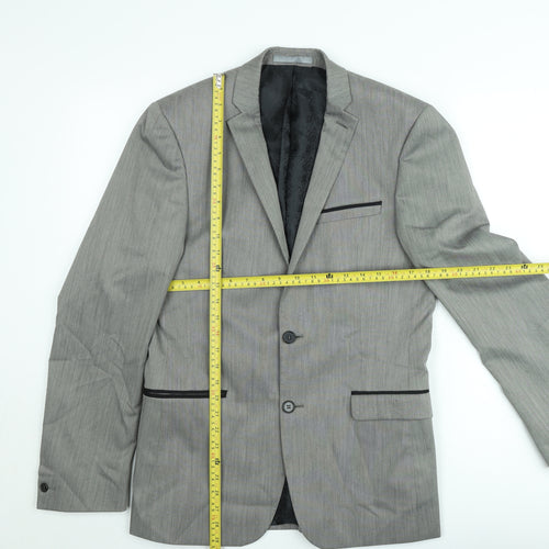 Red Herring Men’s Grey Long Slim Fit Blazer Jacket 38 Long