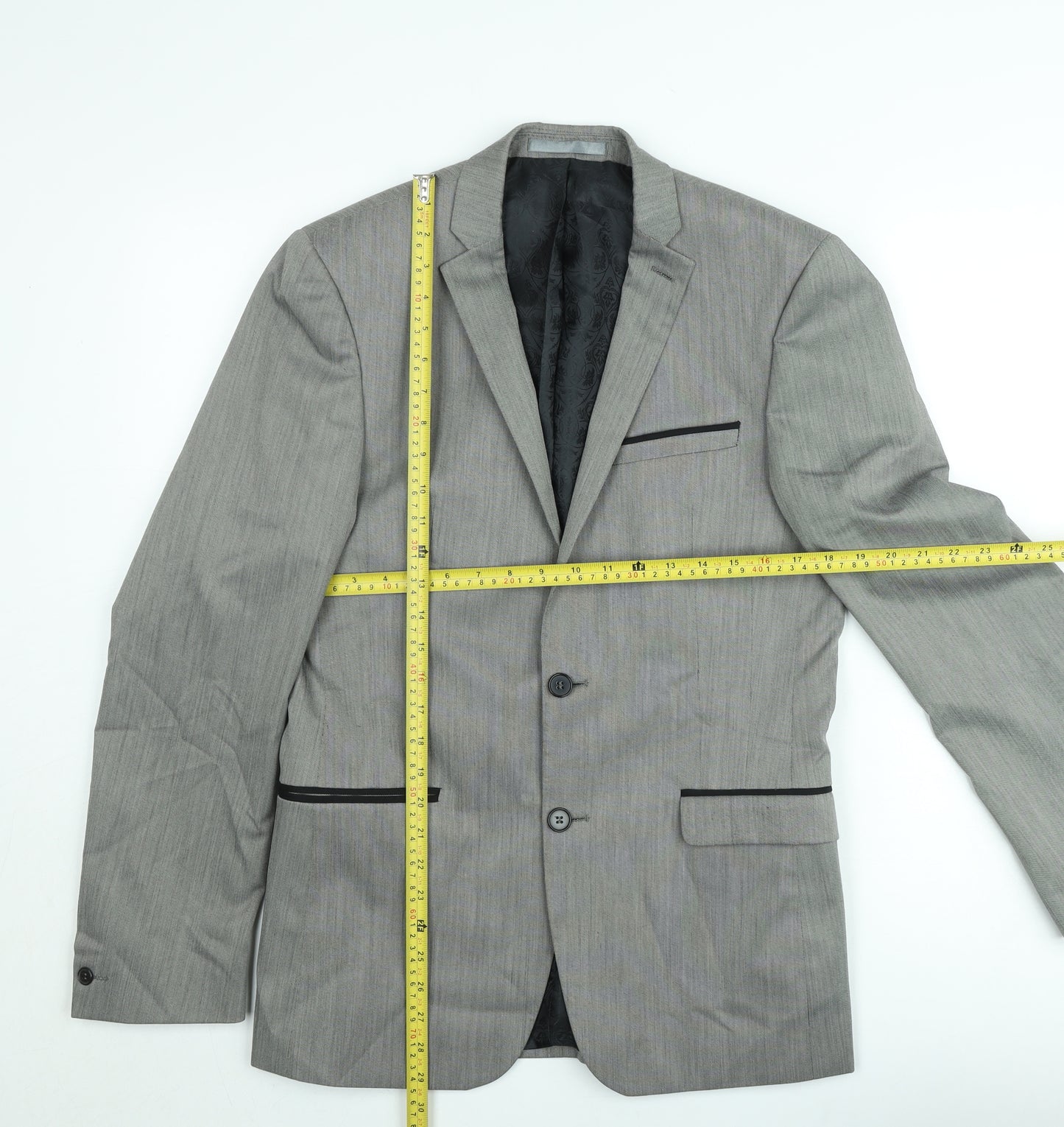 Red Herring Men’s Grey Long Slim Fit Blazer Jacket 38 Long