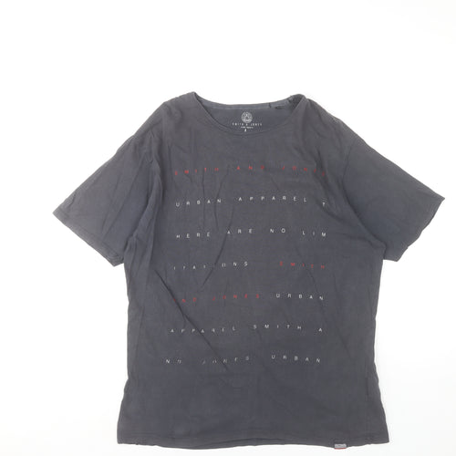 Smith & Jones Men's Black L Urban Graphic Print Cotton T-Shirt