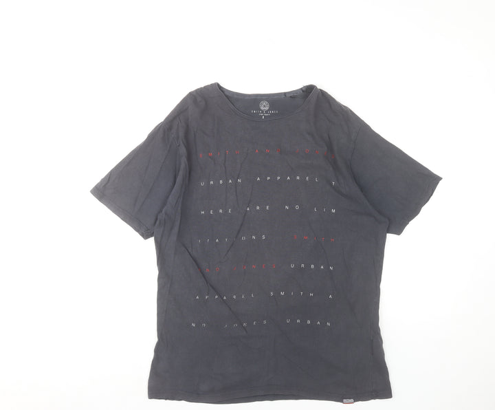 Smith & Jones Men's Black L Urban Graphic Print Cotton T-Shirt