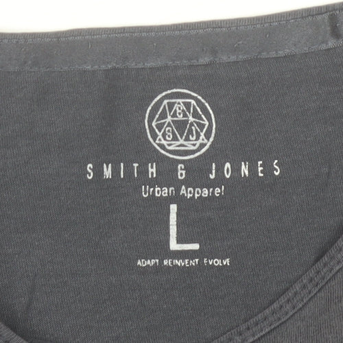 Smith & Jones Men's Black L Urban Graphic Print Cotton T-Shirt