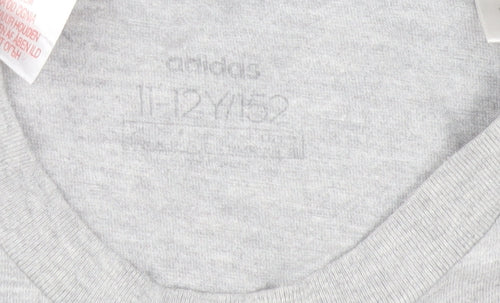 Adidas Boys Grey 11-12 Years Short Sleeve Crew Neck Sports T-Shirt