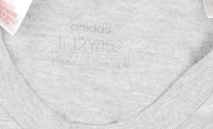 Adidas Boys Grey 11-12 Years Short Sleeve Crew Neck Sports T-Shirt