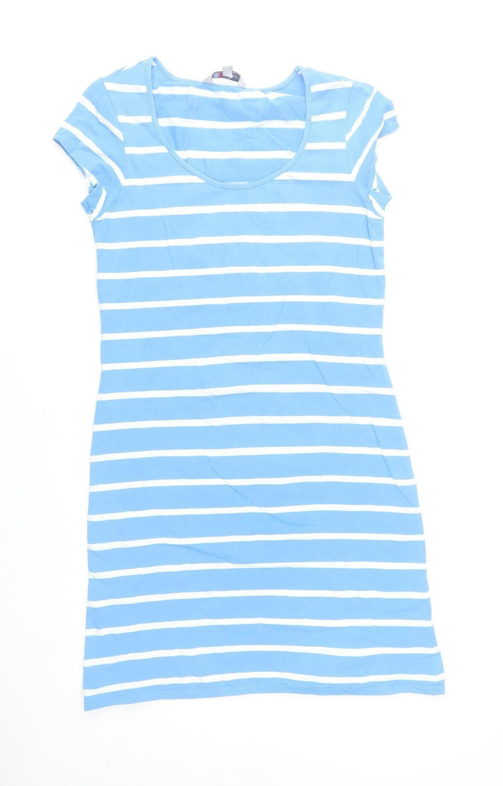 Crew Clothing Co. Women's Blue Striped T-Shirt Dress Size 12