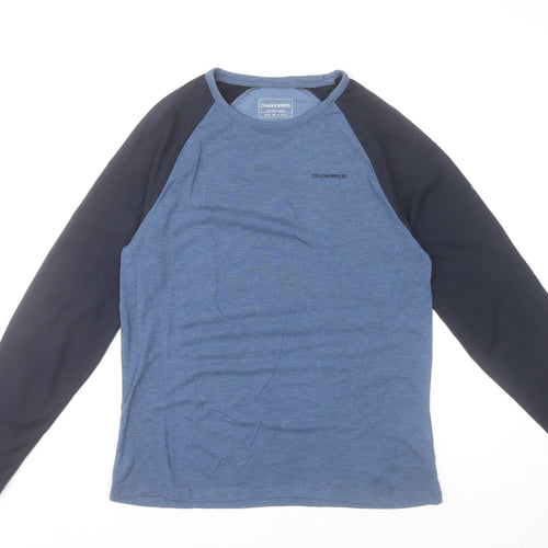 Craghoppers Men's Blue Long Sleeve Polyester Blend Crew Neck T-Shirt Size S