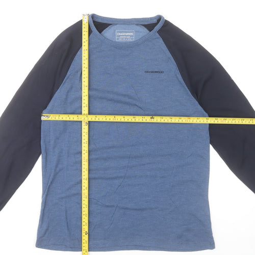 Craghoppers Men's Blue Long Sleeve Polyester Blend Crew Neck T-Shirt Size S