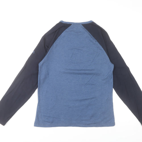 Craghoppers Men's Blue Long Sleeve Polyester Blend Crew Neck T-Shirt Size S