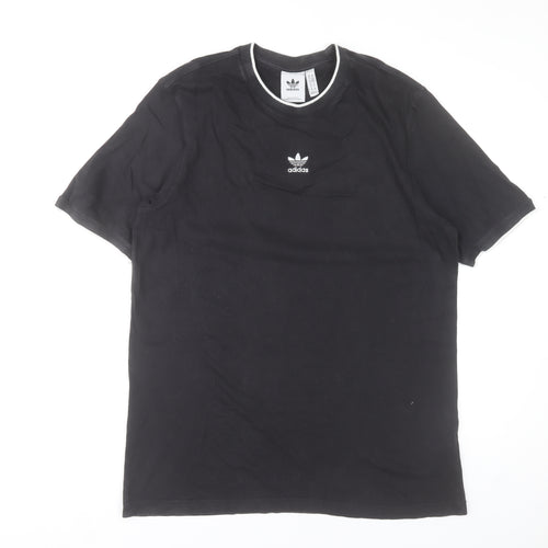 adidas Men's Black Short Sleeve Cotton Crew Neck T-Shirt Size M