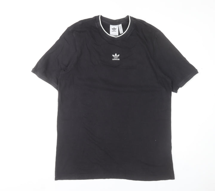 adidas Men's Black Short Sleeve Cotton Crew Neck T-Shirt Size M