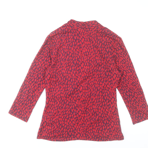 Hobbs Women Red Patterned Viscose Long Sleeve V-Neck Top Size M