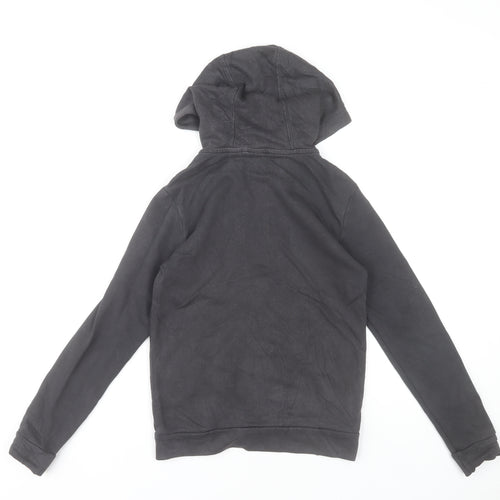 Adidas Boys Black Full Zip Hoodie 9-10 Years Cotton Blend Red Logo