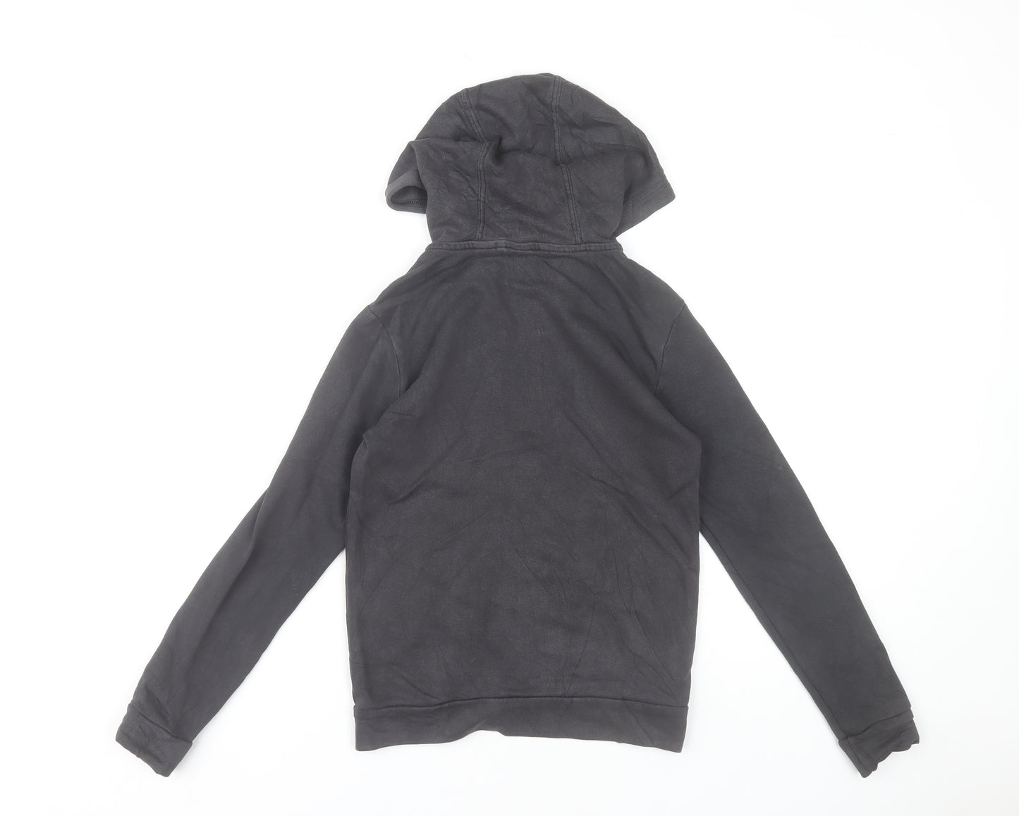 Adidas Boys Black Full Zip Hoodie 9-10 Years Cotton Blend Red Logo